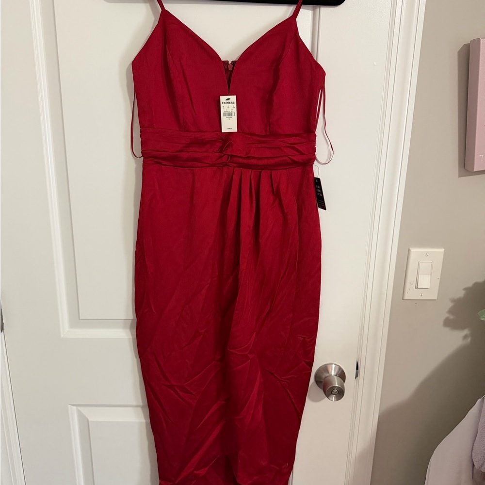 Express Vibrant Red Midi Dress